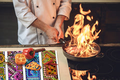 HUGE TEMPERED GLASS CHOPPING BOARD ; Moroccan design Series DD21 Ethnic drawing