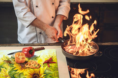 ENORMOUS Tempered GLASS Chopping Board - Flower series DD06A Sunflower 3