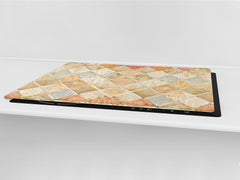 HUGE Cutting Board – Worktop saver and Pastry Board – Glass Kitchen Board DD37 Vintage leaves and patterns Series: Medieval Italian wall pattern