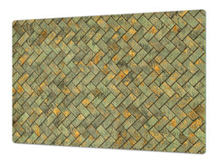 GIGANTIC CUTTING BOARD and Cooktop Cover - Glass Kitchen Board DD35 Textures and tiles 1 Series: Tiny golden tiles