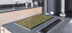 GIGANTIC CUTTING BOARD and Cooktop Cover - Glass Kitchen Board DD35 Textures and tiles 1 Series: Tiny golden tiles