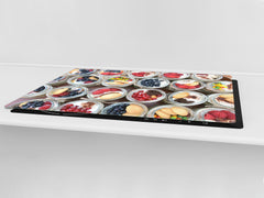 BIG KITCHEN BOARD & Induction Cooktop Cover – Glass Pastry Board - Food series DD16 Yogurt dessert