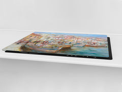 GIGANTIC CUTTING BOARD and Cooktop Cover- Image Series DD05A Italian boats