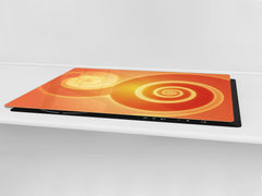 UNIQUE Tempered GLASS Kitchen Board – Abstract Series DD14 Orange theme