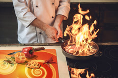 UNIQUE Tempered GLASS Kitchen Board – Abstract Series DD14 Orange theme