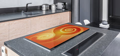 UNIQUE Tempered GLASS Kitchen Board – Abstract Series DD14 Orange theme