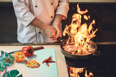 BIG KITCHEN BOARD & Induction Cooktop Cover β Glass Pastry Board β SINGLE: 80 x 52 cm (31,5β x 20,47β); DOUBLE: 40 x 52 cm (15,75β x 20,47β); DD41 Tropical Leaves Series: Monstera on pink background