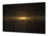 Gigantic Worktop saver and Pastry Board - Tempered GLASS Cutting Board - MEASURES: SINGLE: 80 x 52 cm; DOUBLE: 40 x 52 cm; DD38 Golden Waves Series: Sparkling golden dust