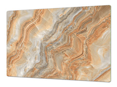 Special order - Gigantic Worktop saver and Pastry Board - Tempered GLASS Cutting Board DD21 Marbles 1 Series: Swirls of orange marble (Copy)