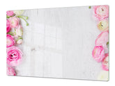 ENORMOUS Tempered GLASS Chopping Board - Flower series DD06A Peony flower