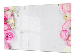 ENORMOUS Tempered GLASS Chopping Board - Flower series DD06A Peony flower