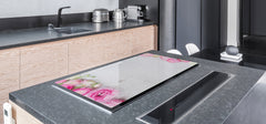 ENORMOUS Tempered GLASS Chopping Board - Flower series DD06A Peony flower