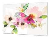 ENORMOUS Tempered GLASS Chopping Board - Flower series DD06A Watercolor Flowers