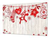HUGE TEMPERED GLASS COOKTOP COVER - DD30 Christmas Series: Reindeer wreath