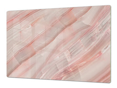 UNIQUE Tempered GLASS Kitchen Board – Impact & Scratch Resistant Cooktop cover DD32 Marbles 2 Series: Carrara pink marble