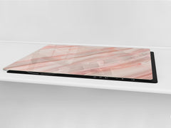 UNIQUE Tempered GLASS Kitchen Board – Impact & Scratch Resistant Cooktop cover DD32 Marbles 2 Series: Carrara pink marble