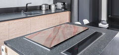 UNIQUE Tempered GLASS Kitchen Board – Impact & Scratch Resistant Cooktop cover DD32 Marbles 2 Series: Carrara pink marble