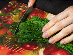 HUGE TEMPERED GLASS COOKTOP COVER - DD30 Christmas Series: Christmas tree in red