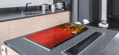 HUGE TEMPERED GLASS COOKTOP COVER - DD30 Christmas Series: Christmas tree in red