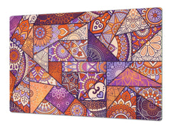 HUGE TEMPERED GLASS CHOPPING BOARD ; Moroccan design Series DD21 Egyptian floral