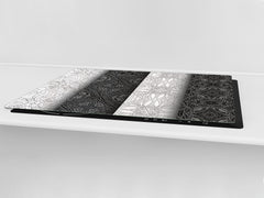 Sehr groß Küchenbrett aus Hartglas und Induktionskochplattenabdeckung; Marokanske series DD21: Vintage White