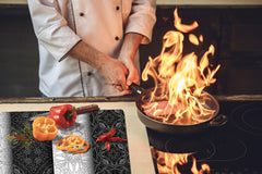 Sehr groß Küchenbrett aus Hartglas und Induktionskochplattenabdeckung; Marokanske series DD21: Vintage White