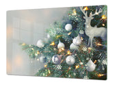 HUGE TEMPERED GLASS COOKTOP COVER - DD30 Christmas Series: Christmas tree on white