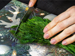 HUGE TEMPERED GLASS COOKTOP COVER - DD30 Christmas Series: Christmas tree on white