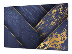 HUGE TEMPERED GLASS COOKTOP COVER – Glass Cutting Board and Worktop Saver – SINGLE: 80 x 52 cm (31,5” x 20,47”); DOUBLE: 40 x 52 cm (15,75” x 20,47”); DD40 Decorative Surfaces Series: Luxury blue panels