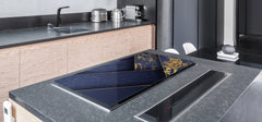 HUGE TEMPERED GLASS COOKTOP COVER – Glass Cutting Board and Worktop Saver – SINGLE: 80 x 52 cm (31,5” x 20,47”); DOUBLE: 40 x 52 cm (15,75” x 20,47”); DD40 Decorative Surfaces Series: Luxury blue panels