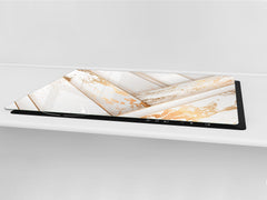 HUGE TEMPERED GLASS COOKTOP COVER – Glass Cutting Board and Worktop Saver – SINGLE: 80 x 52 cm (31,5” x 20,47”); DOUBLE: 40 x 52 cm (15,75” x 20,47”); DD40 Decorative Surfaces Series: Luxury white panels