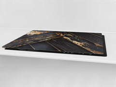 HUGE TEMPERED GLASS COOKTOP COVER – Glass Cutting Board and Worktop Saver – SINGLE: 80 x 52 cm (31,5” x 20,47”); DOUBLE: 40 x 52 cm (15,75” x 20,47”); DD40 Decorative Surfaces Series: Luxury black panels