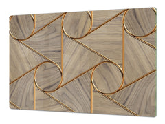 HUGE TEMPERED GLASS COOKTOP COVER – Glass Cutting Board and Worktop Saver – SINGLE: 80 x 52 cm (31,5” x 20,47”); DOUBLE: 40 x 52 cm (15,75” x 20,47”); DD40 Decorative Surfaces Series: Circles and triangles