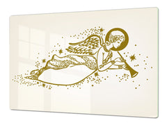 HUGE TEMPERED GLASS COOKTOP COVER - DD30 Christmas Series: Golden angel