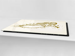 HUGE TEMPERED GLASS COOKTOP COVER - DD30 Christmas Series: Golden angel