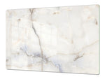UNIQUE Tempered GLASS Kitchen Board – Impact & Scratch Resistant Cooktop cover DD32 Marbles 2 Series: White marble design