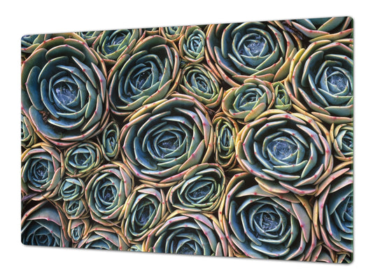 ENORMOUS Tempered GLASS Chopping Board - Flower series DD06A Cactus flowers