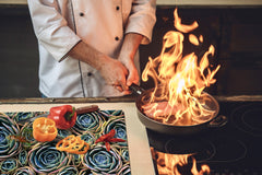 ENORMOUS Tempered GLASS Chopping Board - Flower series DD06A Cactus flowers