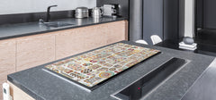 HUGE TEMPERED GLASS COOKTOP COVER - Egyptian Series DD15 Ethnic ornament