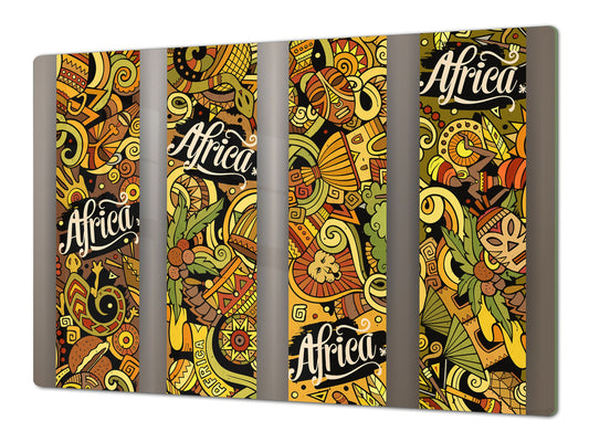 BIG KITCHEN BOARD & Induction Cooktop Cover – Glass Pastry Board - Food series DD16 African food