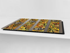 BIG KITCHEN BOARD & Induction Cooktop Cover – Glass Pastry Board - Food series DD16 African food