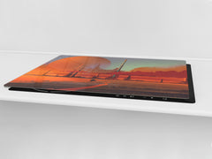 Tempered GLASS Chopping Board – Enormous Induction Cooktop Cover - City Series DD12 Desert city