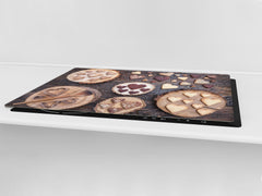 Tempered GLASS Cutting Board - Glass Kitchen Board; Cakes and Sweets Serie DD13 Cookies hearts