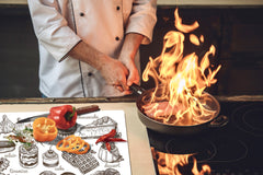 Tempered GLASS Cutting Board - Glass Kitchen Board; Cakes and Sweets Serie DD13 Desserts vintage set