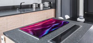 UNIQUE Tempered GLASS Kitchen Board – Impact & Scratch Resistant Cooktop cover – SINGLE: 80 x 52 cm; DOUBLE: 40 x 52 cm; DD39 Colourful Variety Series: Colourful silk