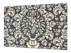 ENORMOUS Tempered GLASS Chopping Board - Flower series DD06A Damask luxury