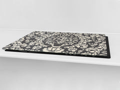 ENORMOUS Tempered GLASS Chopping Board - Flower series DD06A Damask luxury