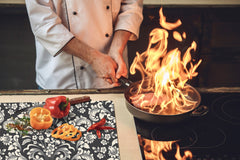 ENORMOUS Tempered GLASS Chopping Board - Flower series DD06A Damask luxury