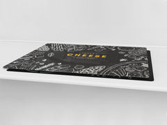 BIG KITCHEN BOARD & Induction Cooktop Cover – Glass Pastry Board - Food series DD16 Tasty cheese