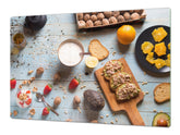 Enorm Küchenbrett aus Hartglas und Induktionskochplattenabdeckung; Food series DD16: Breakfast 1